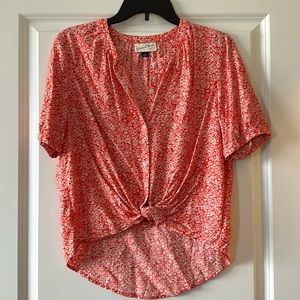 Women’s universal threads, red floral button-down blouse. New, without tags.